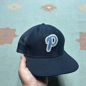 Vintage 80s trucker hat mesh cap new era Philadelphia Phillies P logo blue snap